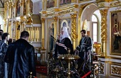 В четверг первой седмицы Великого поста Святейший Патриарх Кирилл молился за уставным богослужением в Зосимовой пустыни